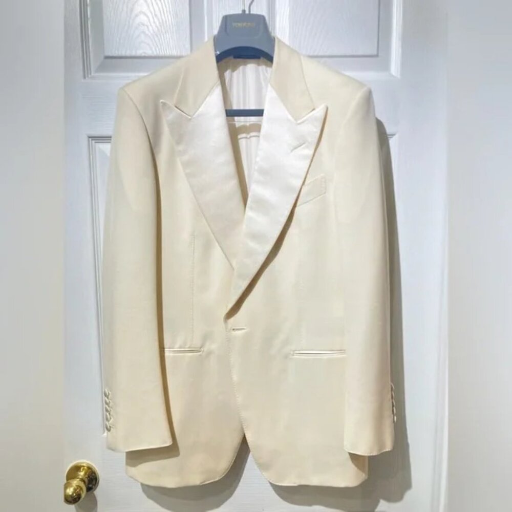 TOM FORD Classic Off White Peak Lapel Tuxedo Jacket Coat